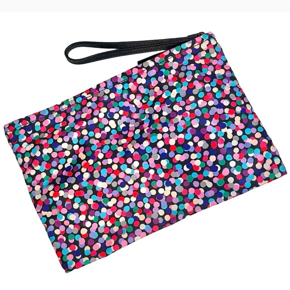 Kate Spade On Purpose Dance Party Dot Large Nylon Wristlet Clutch w Bow Rare - Picture 3 of 16